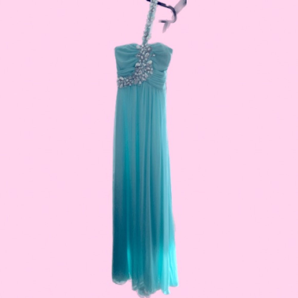 Gorgeous, bejewelled, one-shoulder prom dress